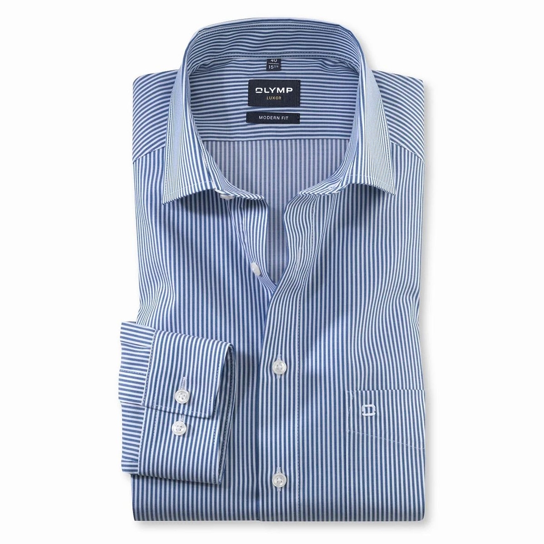 Мужская сорочка в полоску с удлиненными рукавами Olymp Luxor | Фото 1