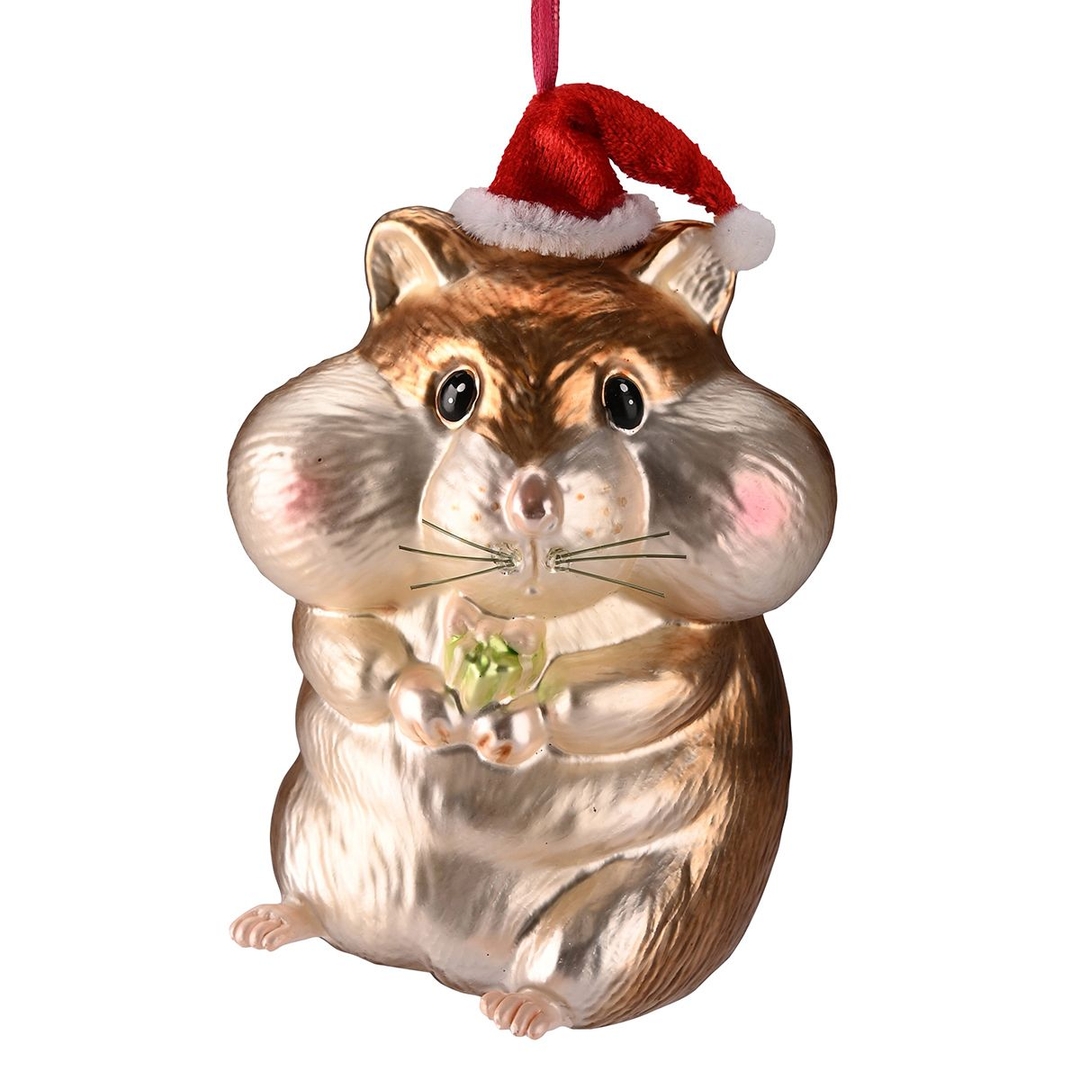 Ёлочная игрушка Хомяк в шапке Санты  Gift Company | Фото 1