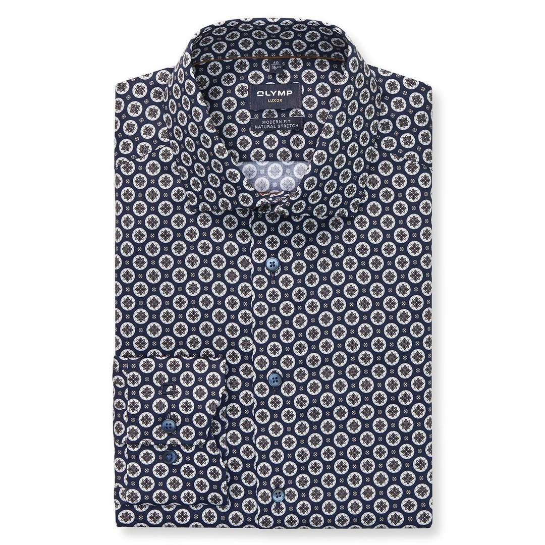Мужская сорочка из хлопка с натуральным стрейчем Olymp Luxor | Фото 1