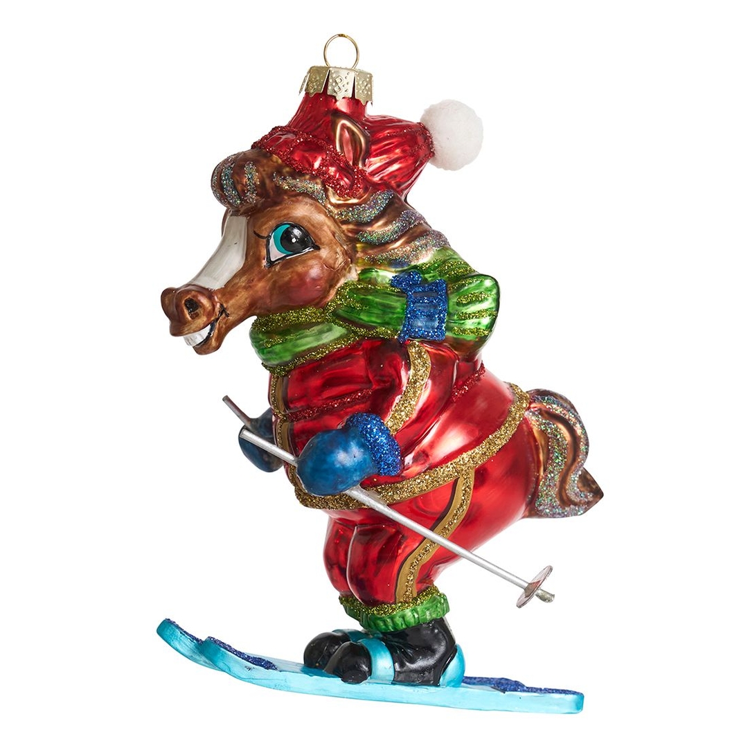 Ёлочная игрушка Лошадь-лыжник Holiday Classics | Фото 1