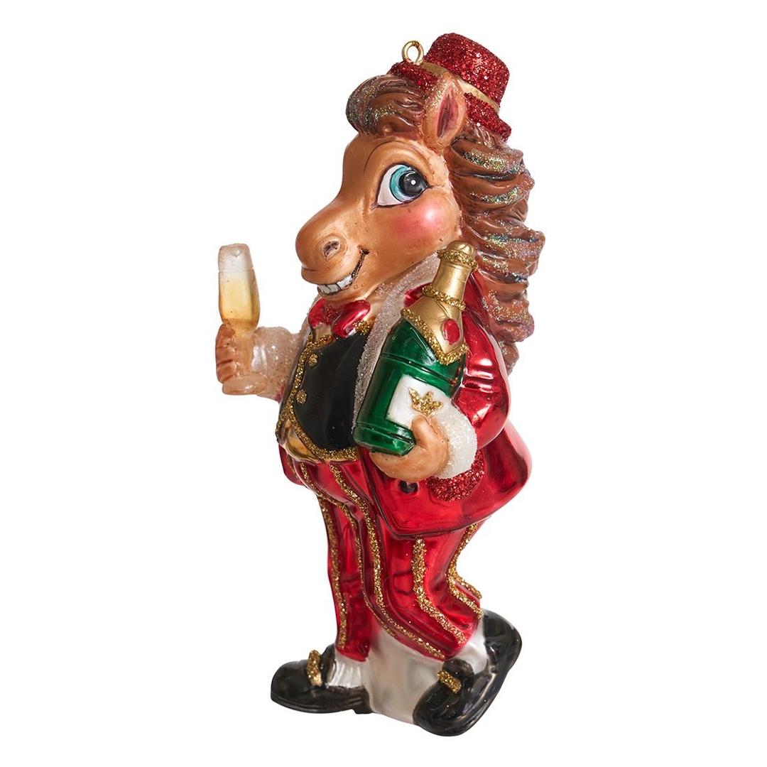 Ёлочная игрушка Лошадь-джентльмен с шампанским Holiday Classics | Фото 1