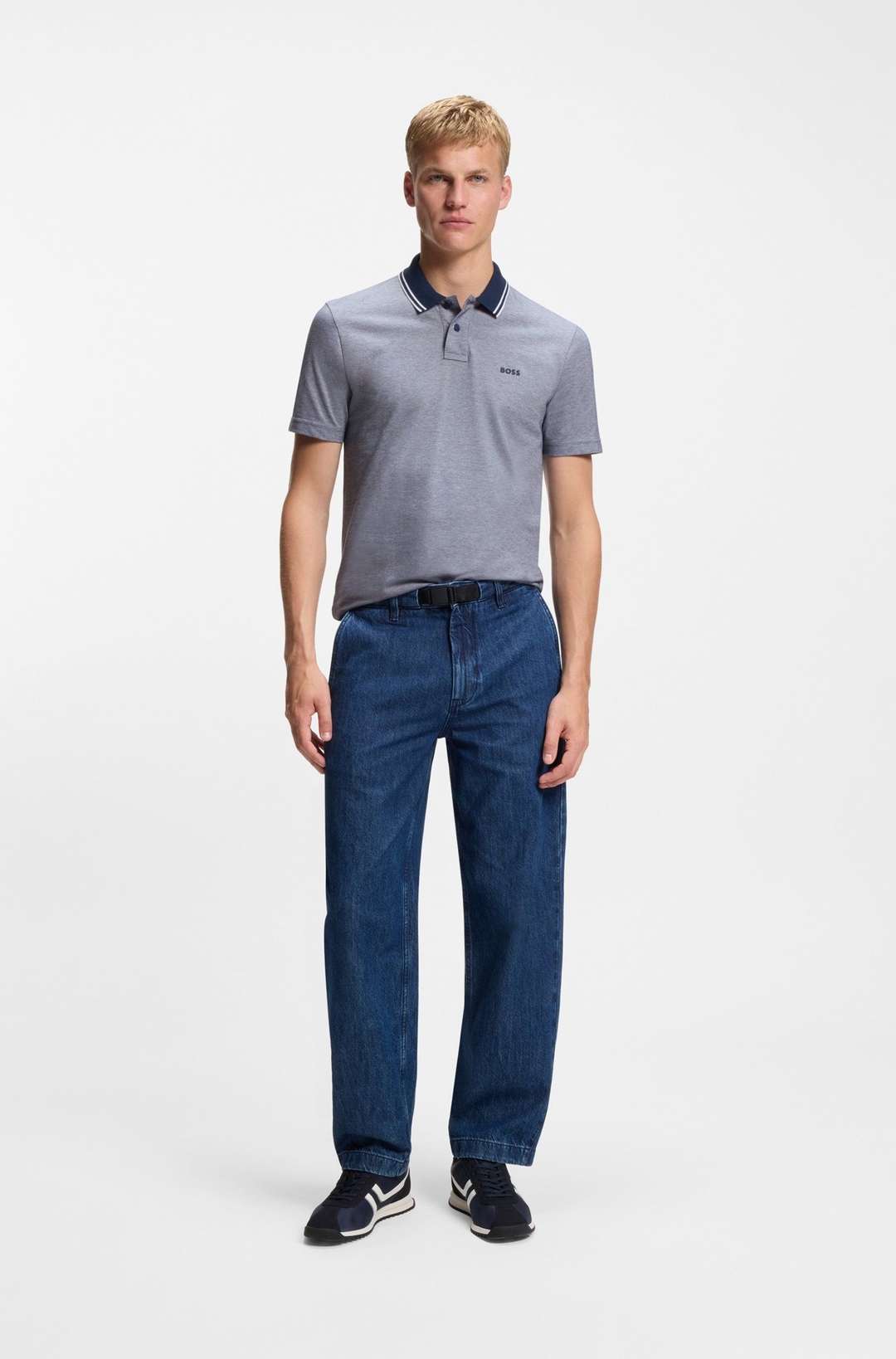 Мужское меланжевое поло из хлопка BOSS Orange | Фото 4