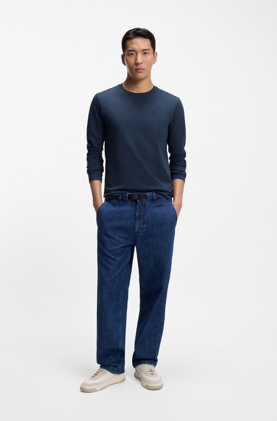 Мужской лонгслив из хлопка BOSS Orange | Фото 4