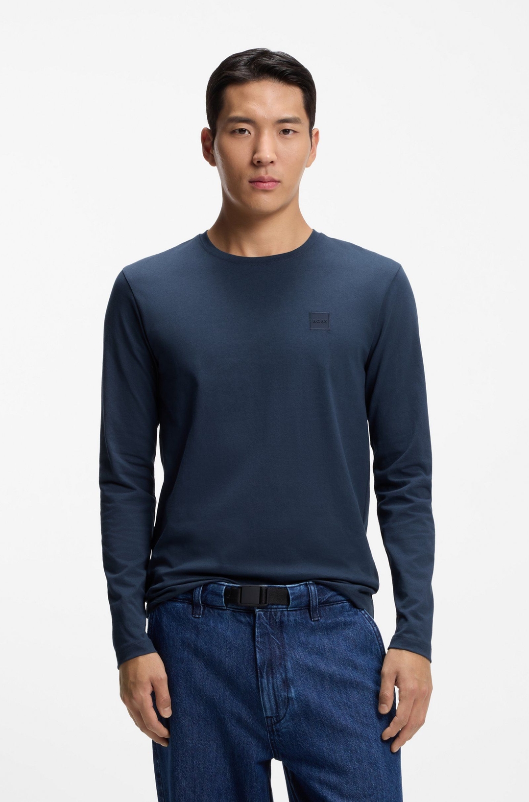 Мужской лонгслив из хлопка BOSS Orange | Фото 2