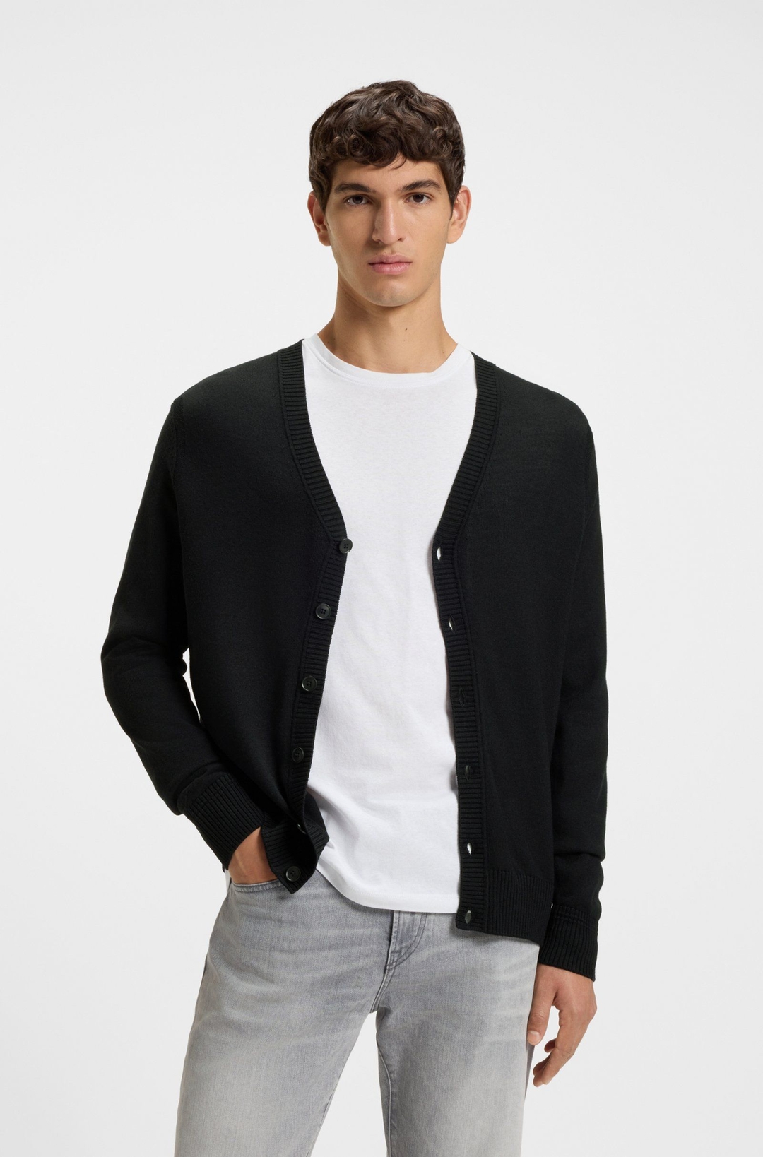 Мужской кардиган из тонкой шерстяной пряжи BOSS Orange | Фото 2