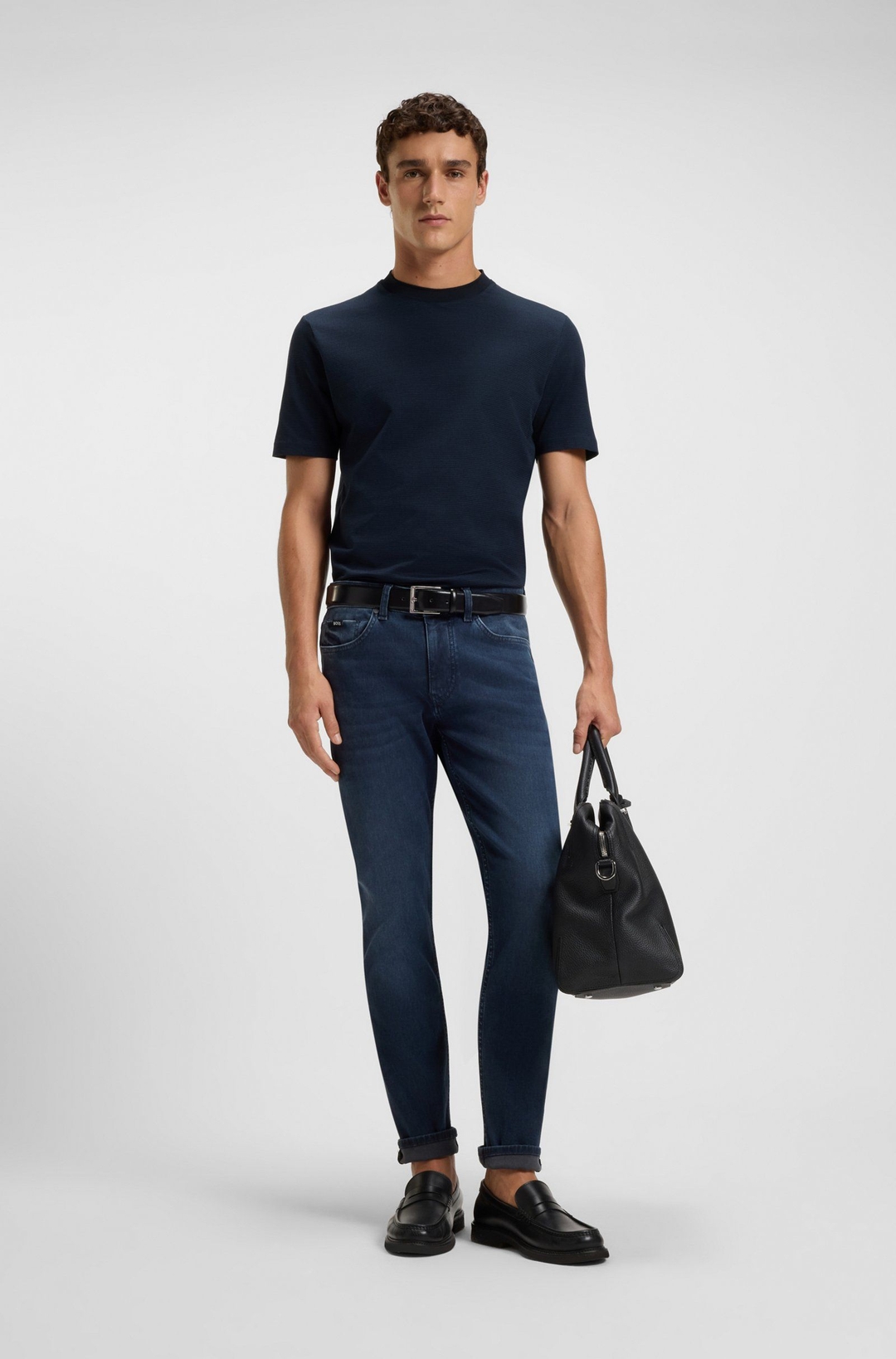 Мужская футболка из структурированного хлопка BOSS Black | Фото 4