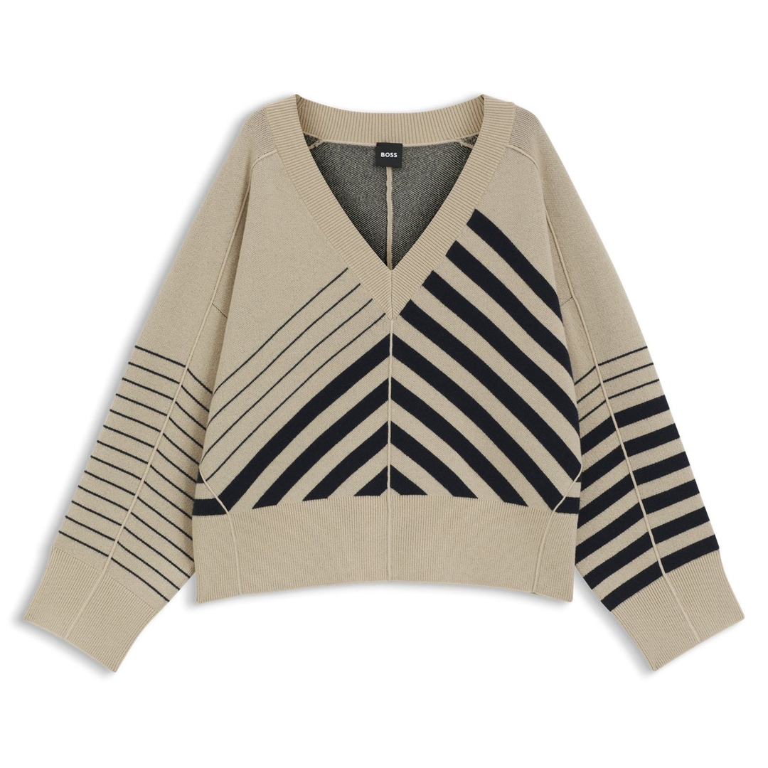 Женский джемпер в полоску BOSS  | Фото 1