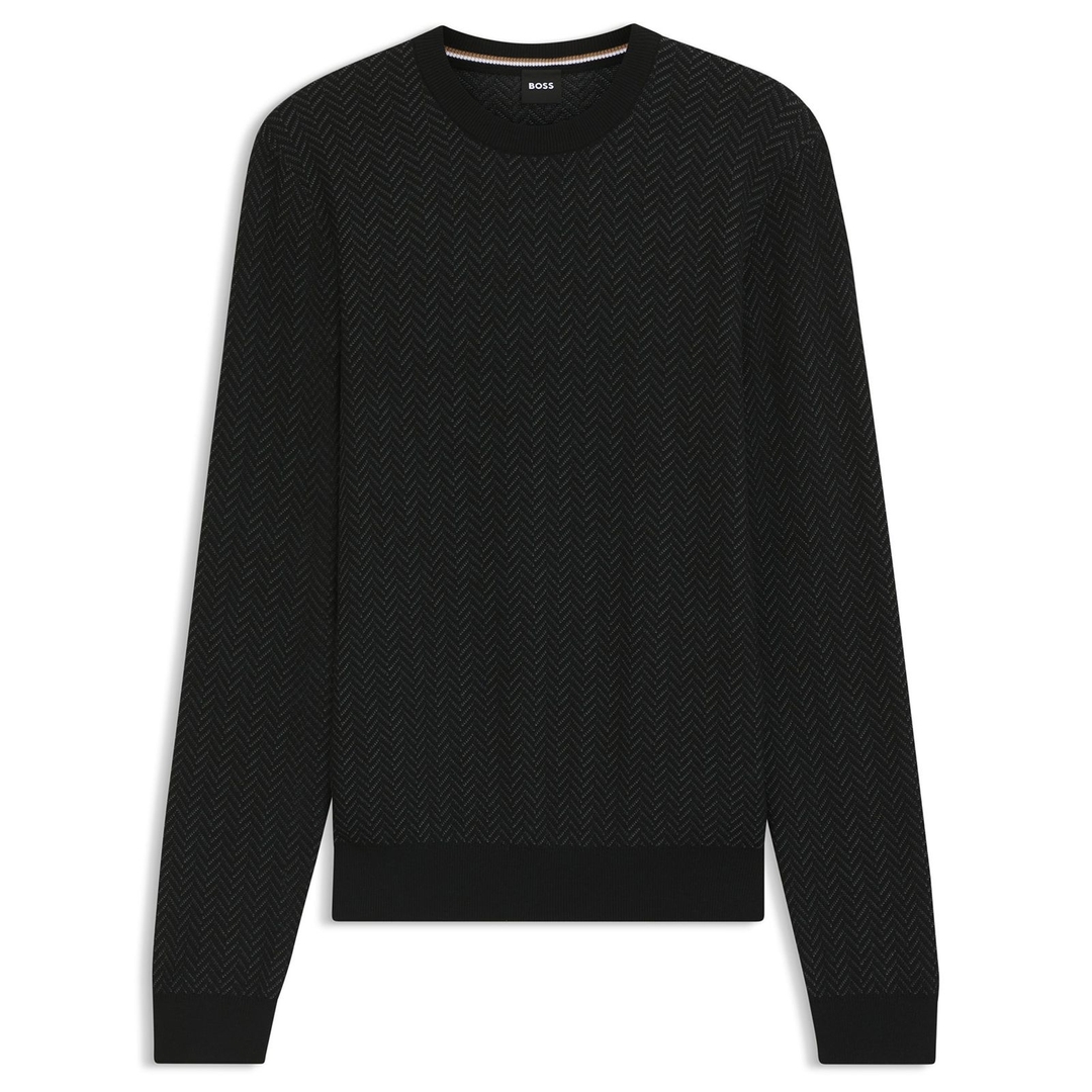 Мужской джемпер из шерсти и хлопка BOSS Black | Фото 1