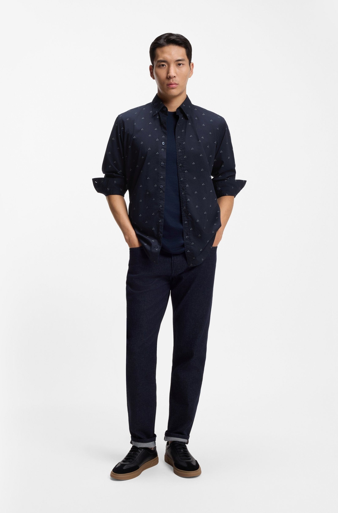 Мужская хлопковая рубашка с естественной эластичностью BOSS Orange | Фото 5