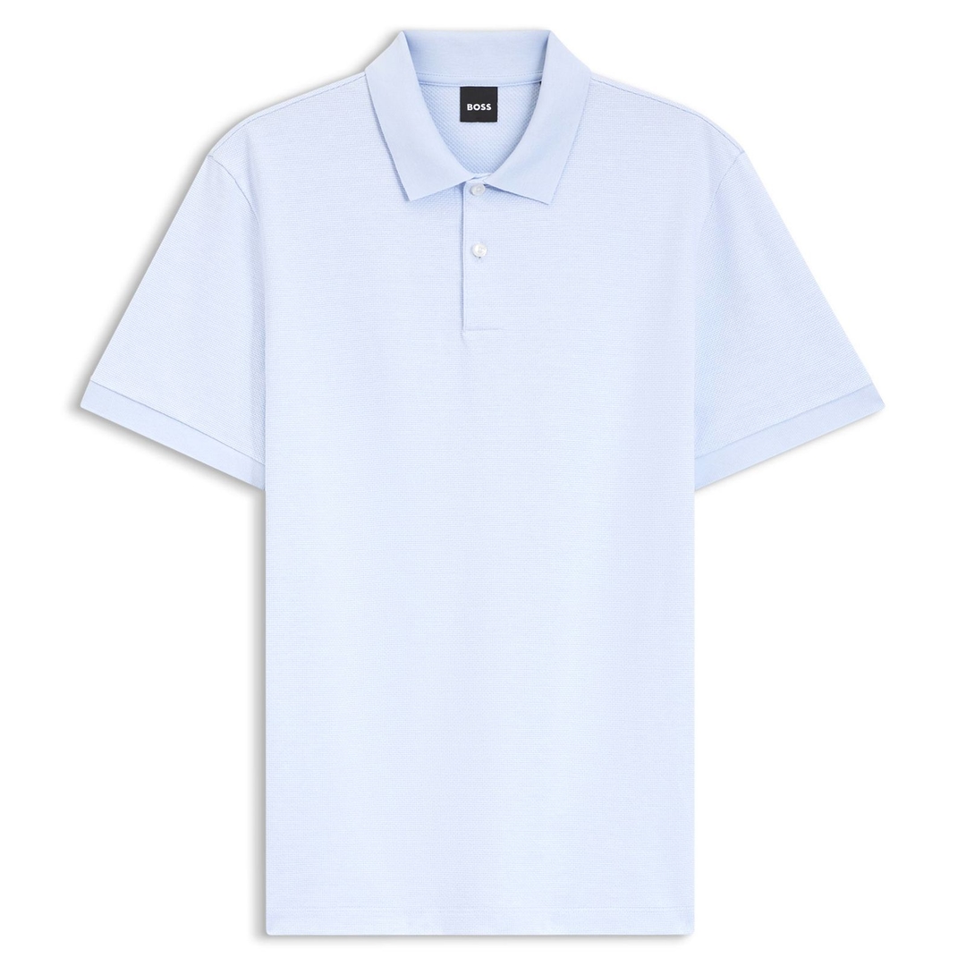 Мужское поло из хлопкового фактурного трикотажа BOSS Black | Фото 1