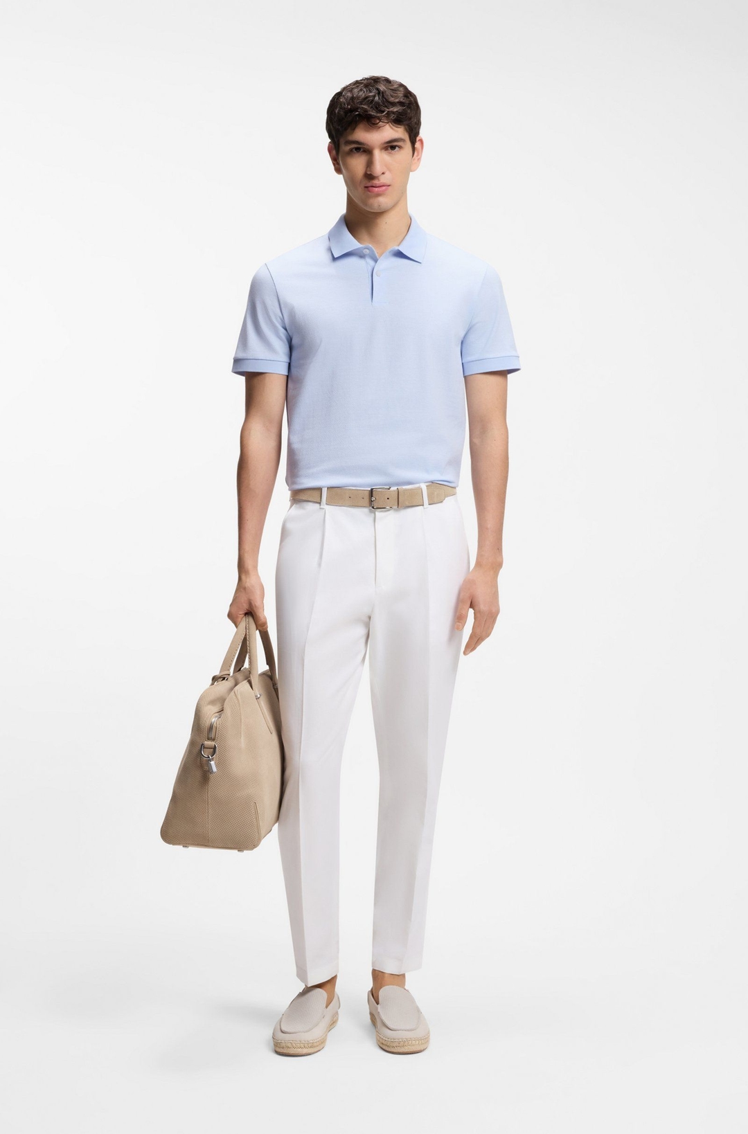 Мужское поло из хлопкового фактурного трикотажа BOSS Black | Фото 4