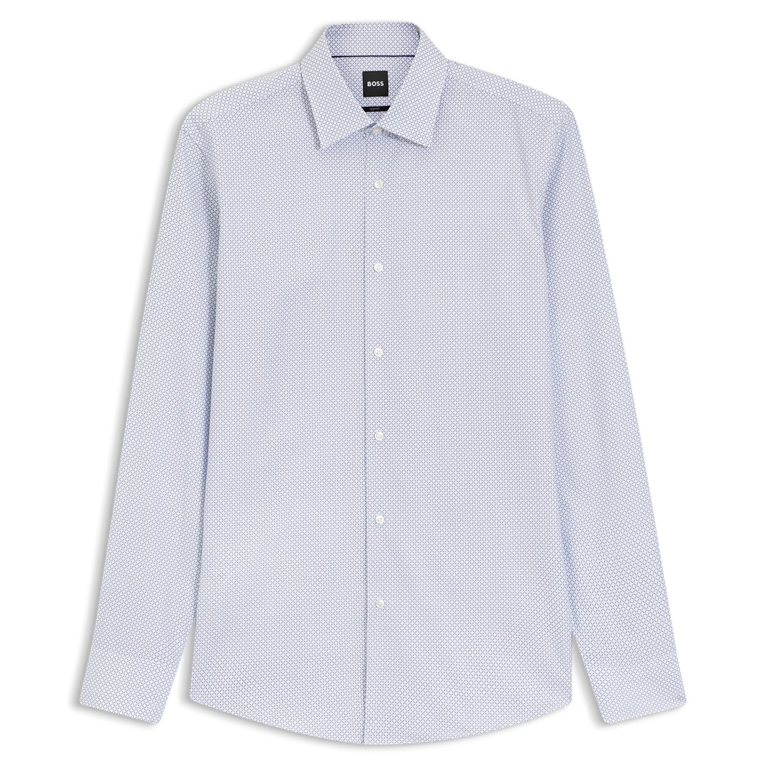Мужская приталенная сорочка из хлопка и лиоцелла BOSS Black | Фото 1