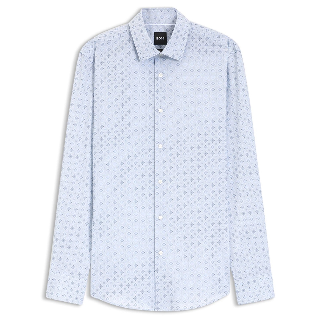 Мужская приталенная сорочка из хлопкового поплина BOSS Black | Фото 1