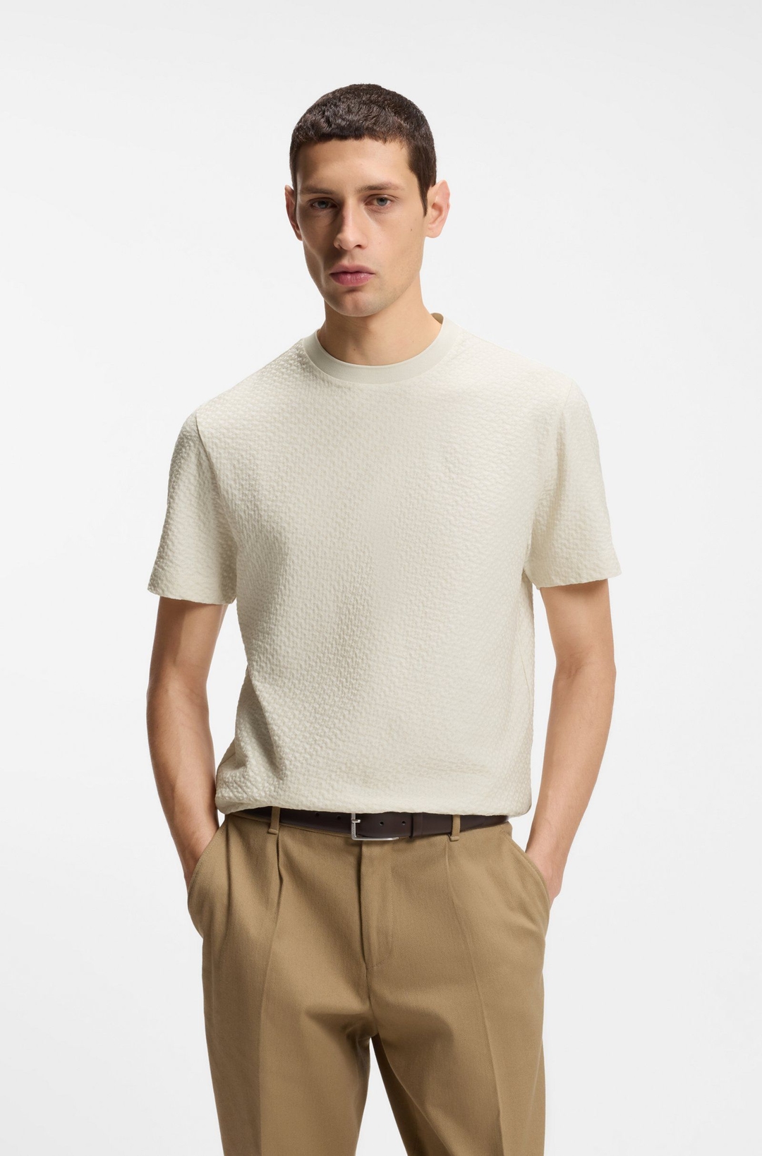 Мужская футболка с жаккардовым монограммным узором BOSS Black  | Фото 2