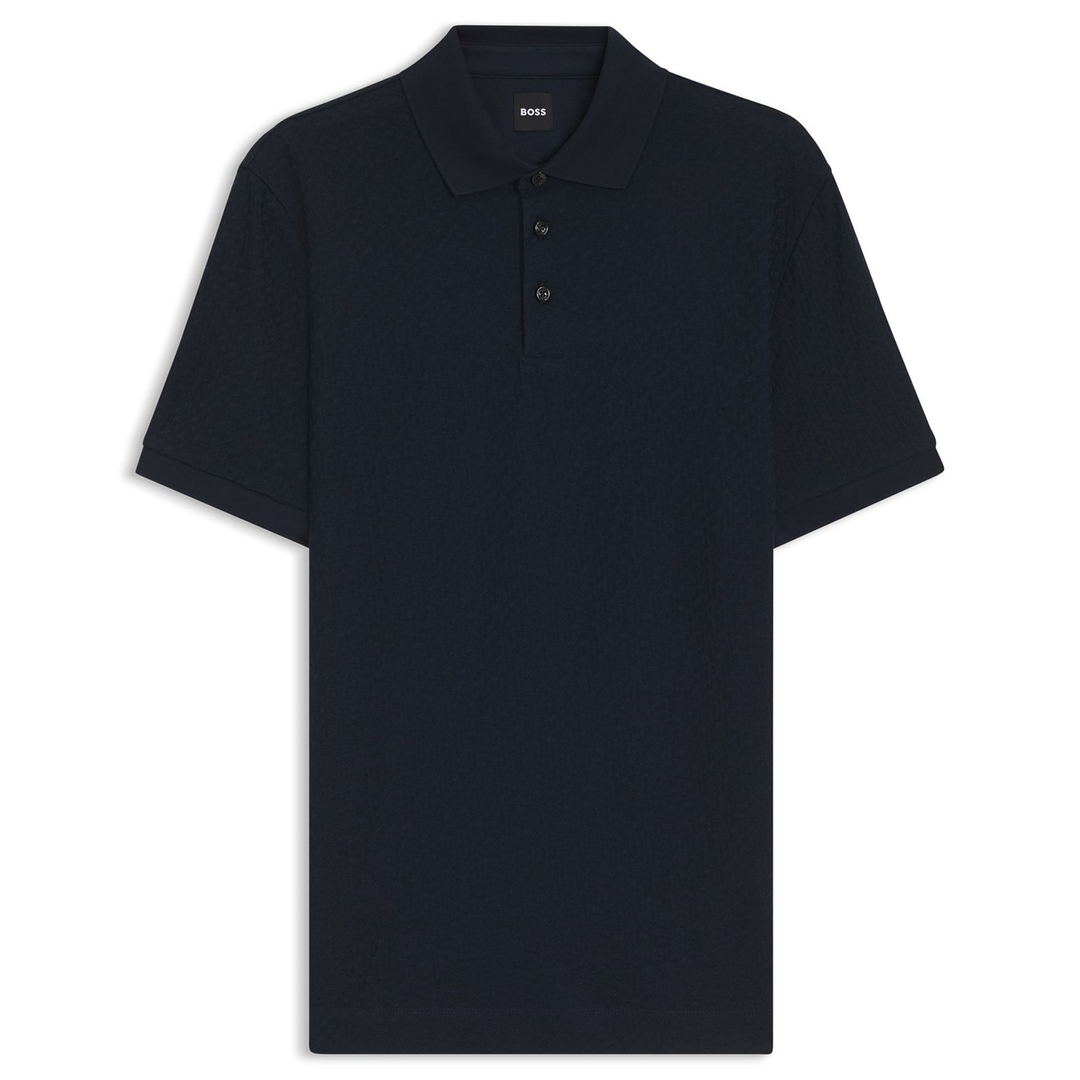 Мужское поло с жаккардовым монограммным узором BOSS Black  | Фото 1