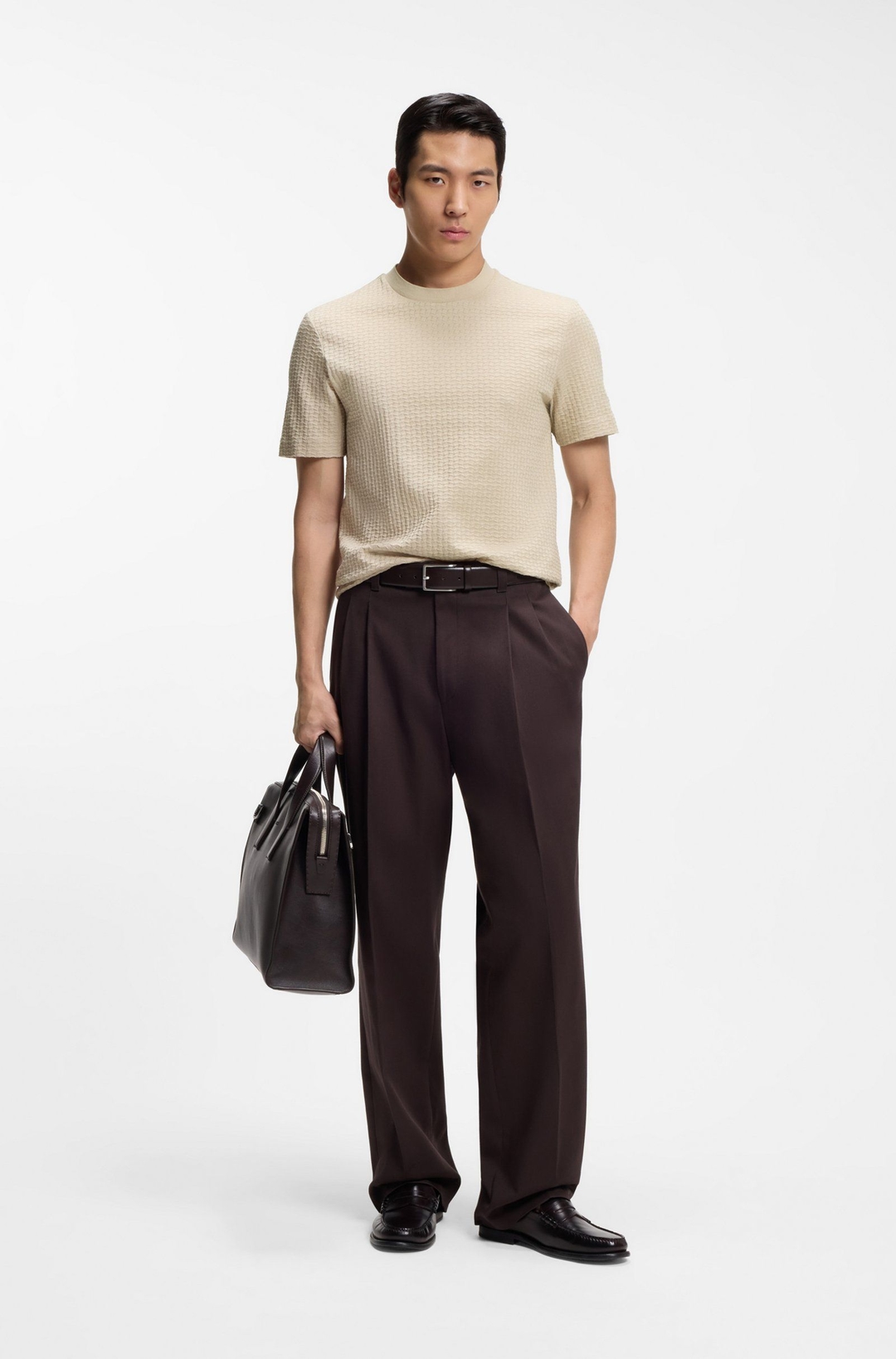 Мужская футболка с жаккардовым узором BOSS Black  | Фото 4