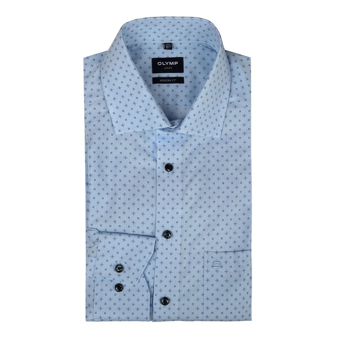 Голубая сорочка с принтом Olymp Luxor | Фото 1