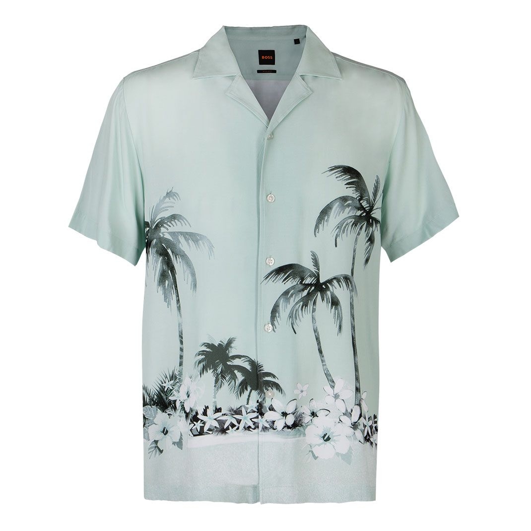 Мужская рубашка с принтом и короткими рукавами BOSS Orange | Фото 1
