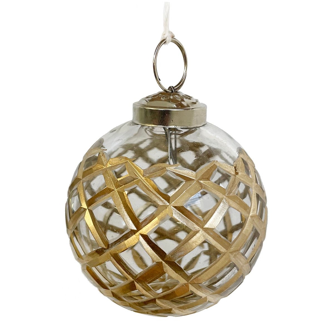 Ёлочная игрушка Шар с нарезкой винтаж Shi-Shi | Фото 1