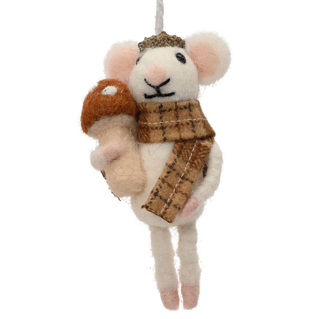 Ёлочная игрушка Мышонок в шарфике с грибочком Kaemingk | Фото 1