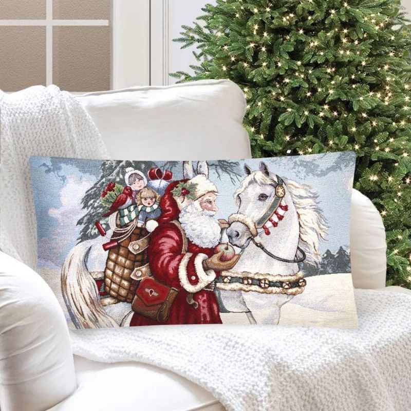 Подушка Дед Мороз и Белый конь | Фото 1