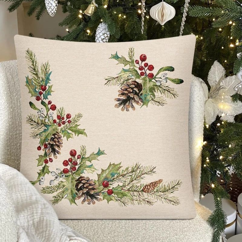 Скатерть, салфетки и подушка Еловый венок | Фото 4