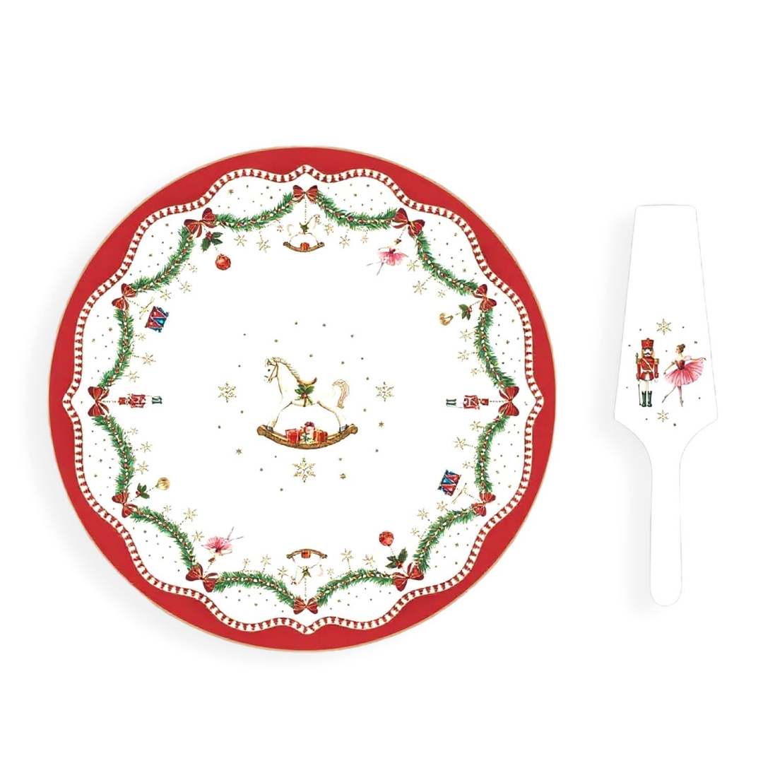 Тарелка для торта Easy Life, Новогодняя гирлянда 32 см | Фото 1