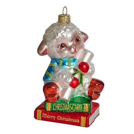 Ёлочная игрушка Овечка-знайка в голубом шарфике Holiday Classics | Фото 1