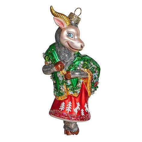 Ёлочная игрушка Коза-дереза в зеленой шали Holiday Classics | Фото 1
