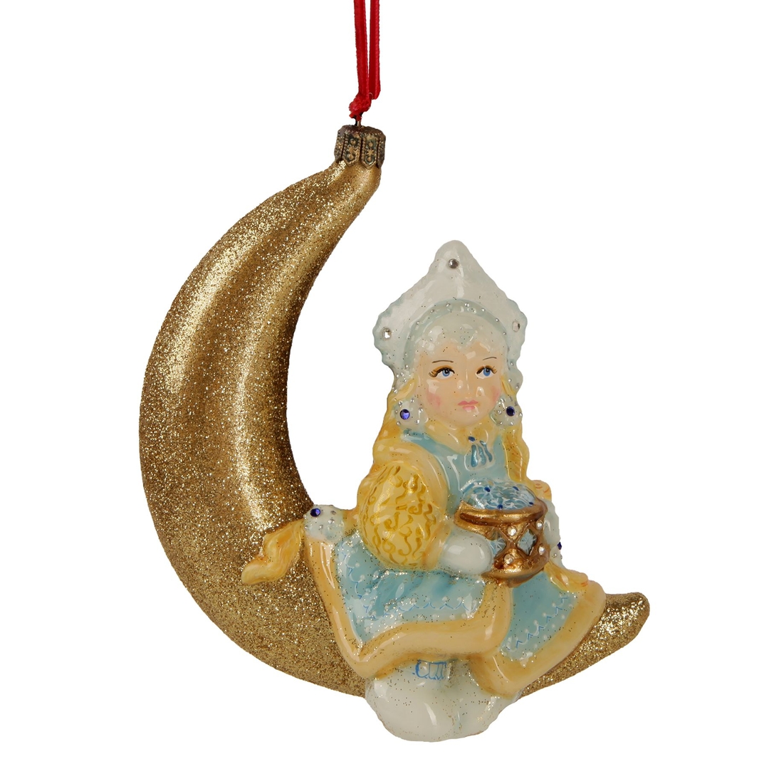 Ёлочная игрушка Снегурочка на месяце, Atlas Art | Фото 1