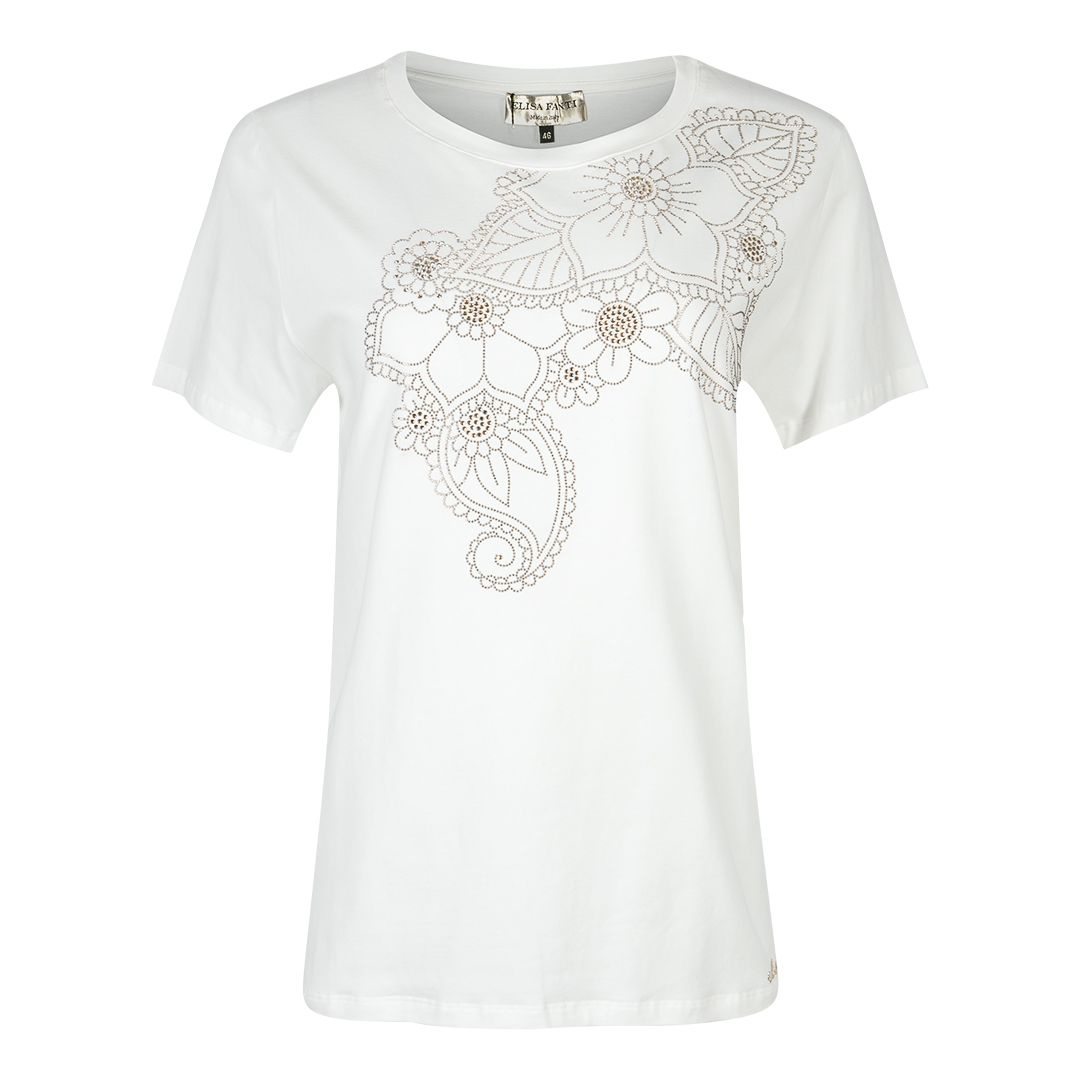 Женская хлопковая футболка со стразами Elisa Fanti | Фото 1