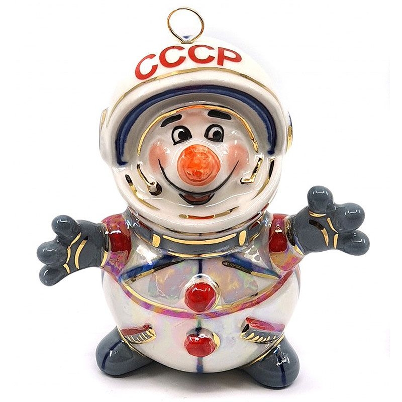 Ёлочная игрушка Космический снеговик Фарфоровая мануфактура | Фото 1