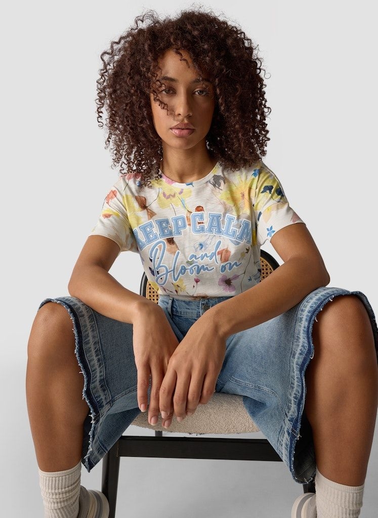 Женская футболка с цветочным принтом LeComte | Фото 6