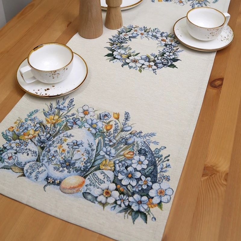 Скатерть и дорожка Пасха гжель | Фото 2