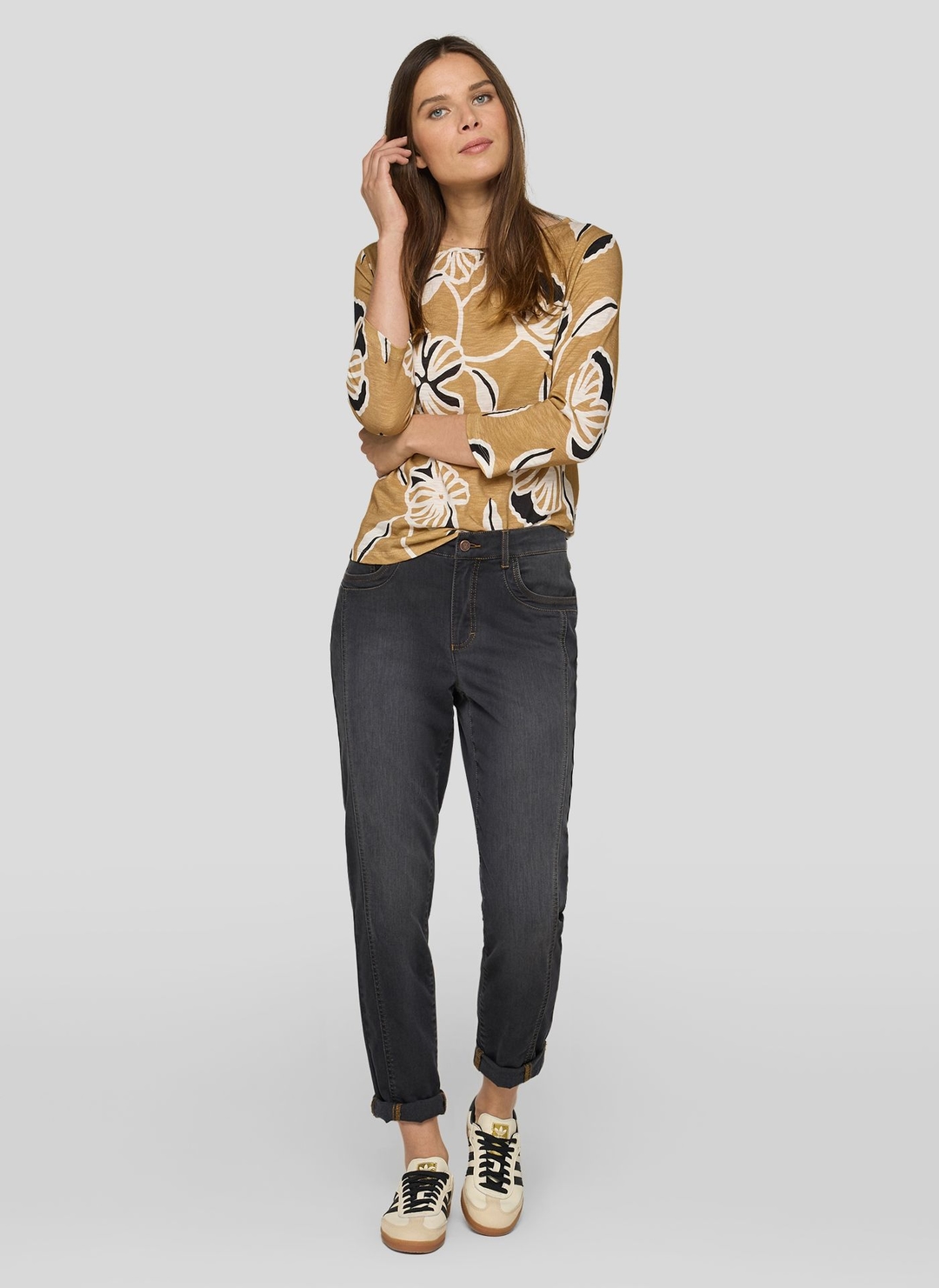 Женский лонгслив из хлопка с вискозой Rabe | Фото 6