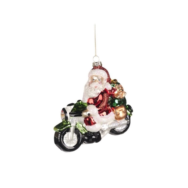 Ёлочная игрушка Санта Клаус на мотоцикле Goodwill | Фото 1