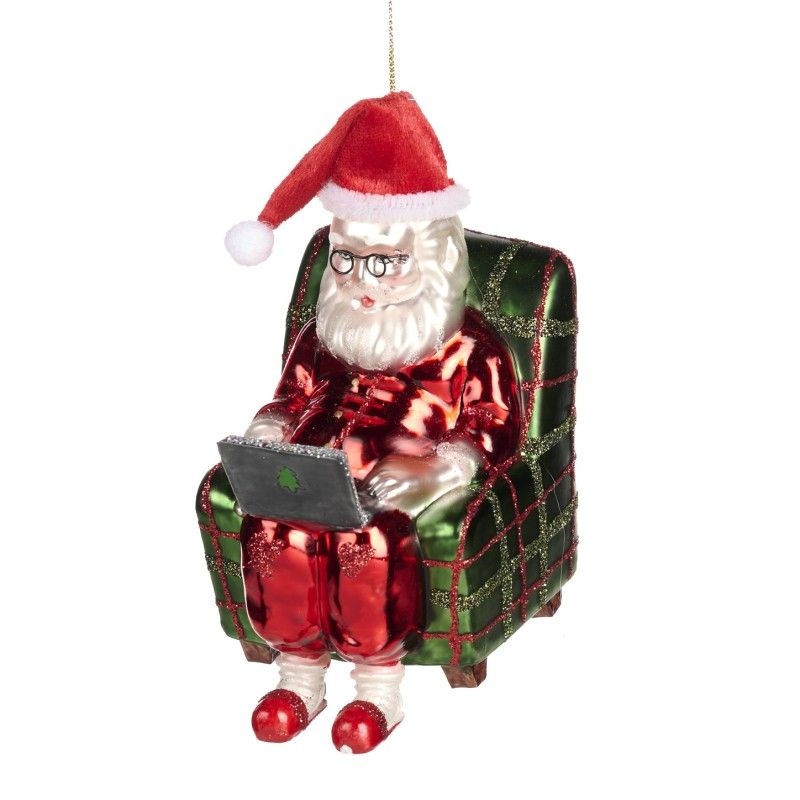 Ёлочная игрушка Санта Клаус с ноутбуком Goodwill | Фото 1