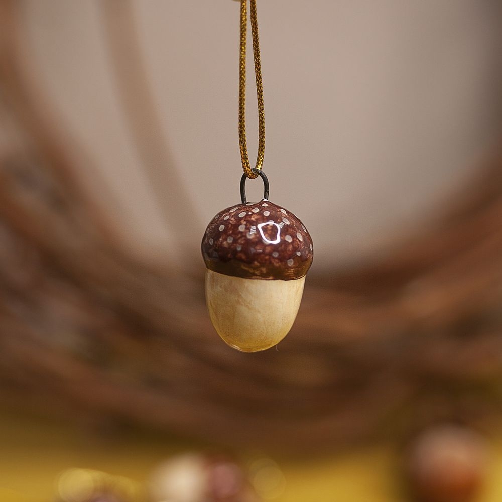 Ёлочная игрушка Жёлудь мини Ярославская керамика | Фото 1