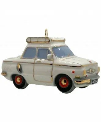 Ёлочная игрушка Запорожец с багажником Фарфоровая мануфактура | Фото 1