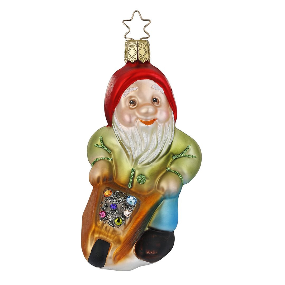 Ёлочная игрушка Гном с тележкой, Inge Glas, 11 см | Фото 1