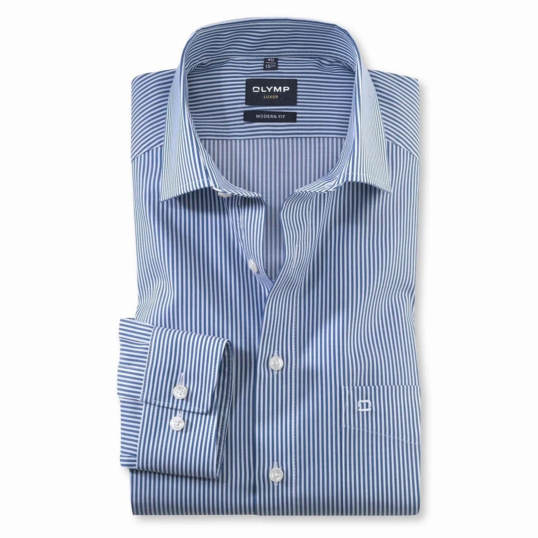 Мужская сорочка в полоску с удлиненными рукавами Olymp Luxor | Фото 1