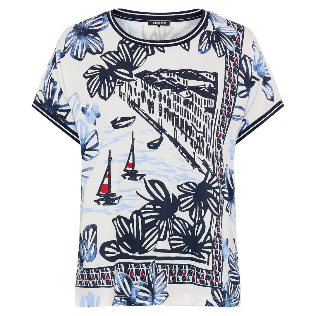 Женская футболка из хлопка с модалом Olsen | Фото 1