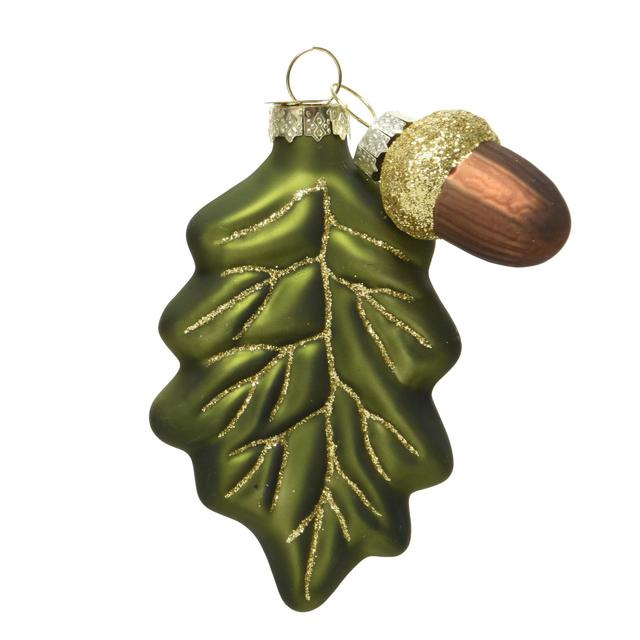 Ёлочная игрушка Дубовый лист с жёлудем Kaemingk