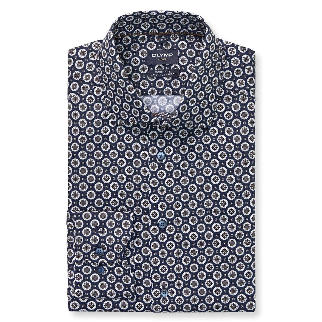 Мужская сорочка из хлопка с натуральным стрейчем Olymp Luxor | Фото 1