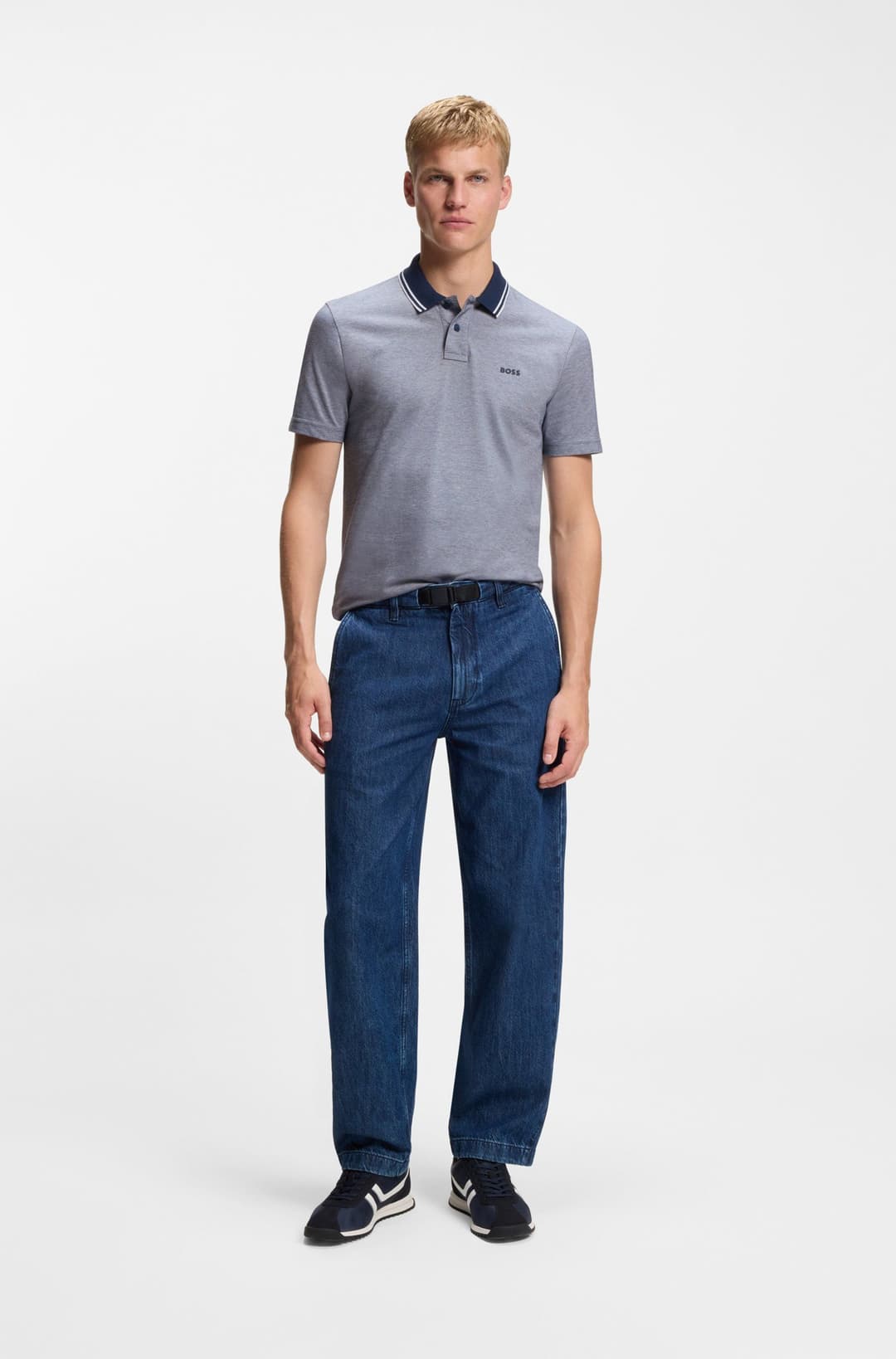 Мужское меланжевое поло из хлопка BOSS Orange | Фото 4