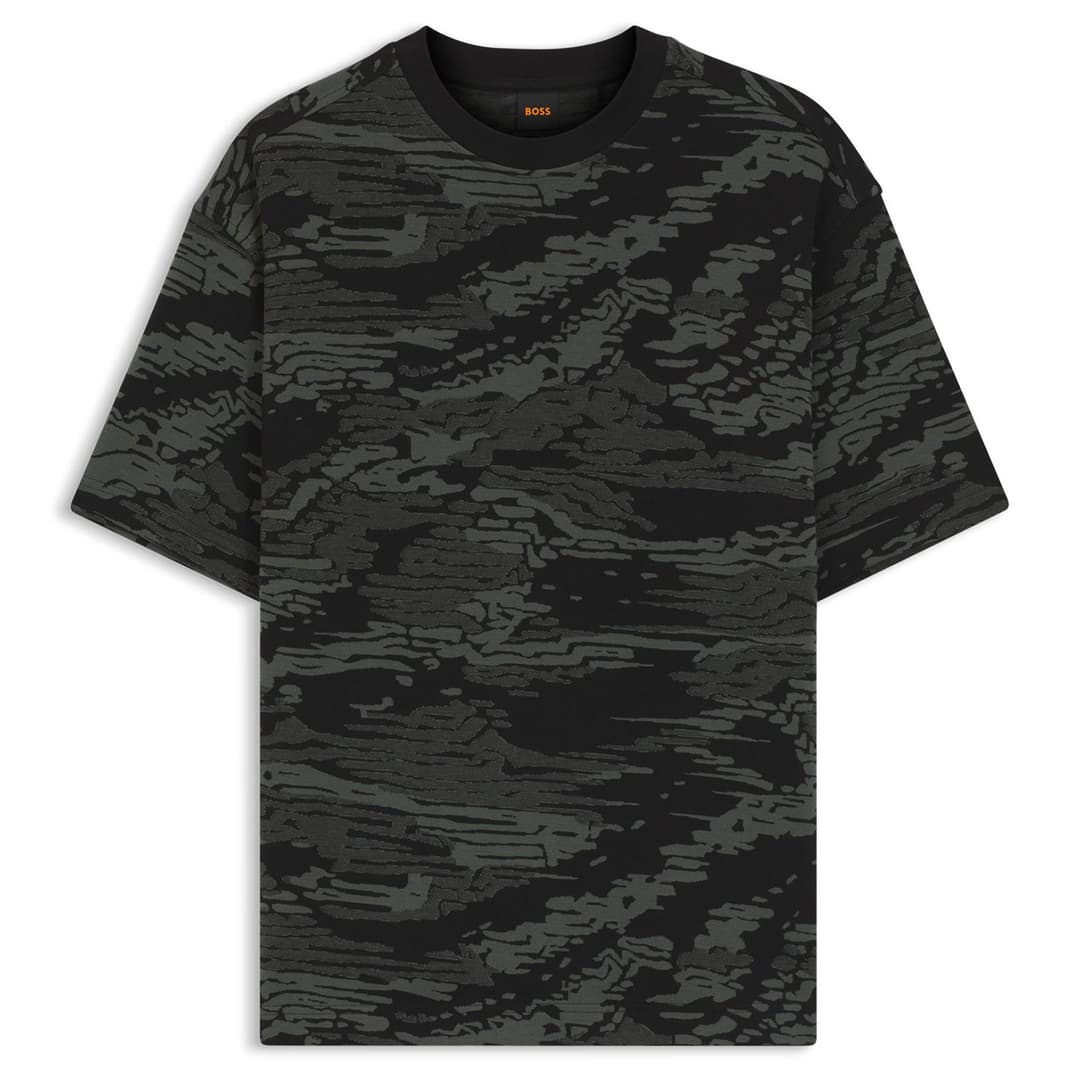 Мужская футболка из хлопка с жаккардовым узором BOSS Orange | Фото 1