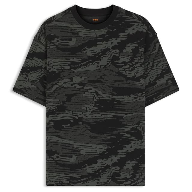 Мужская футболка из хлопка с жаккардовым узором BOSS Orange