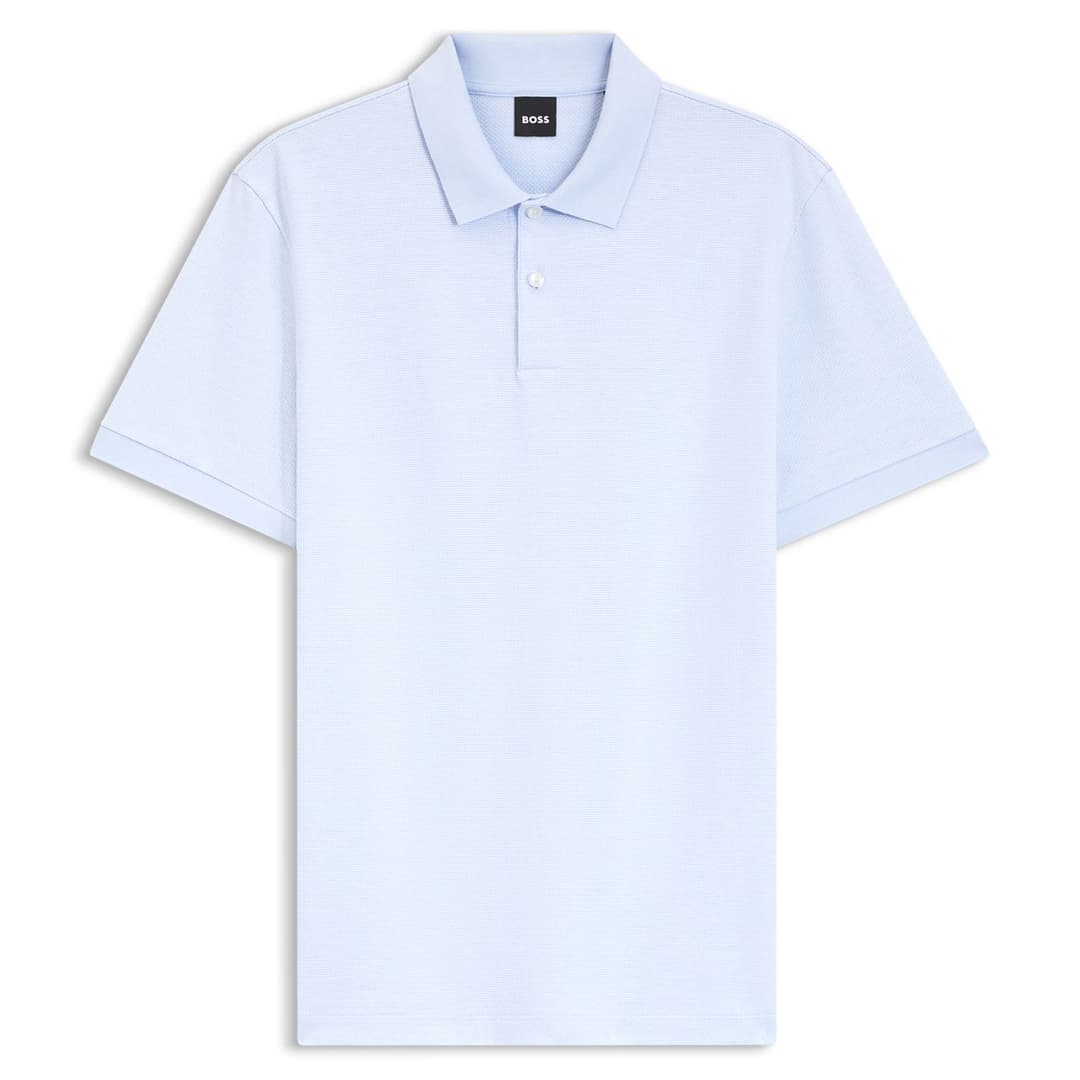 Мужское поло из хлопкового фактурного трикотажа BOSS Black | Фото 1