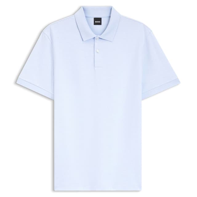 Мужское поло из хлопкового фактурного трикотажа BOSS Black