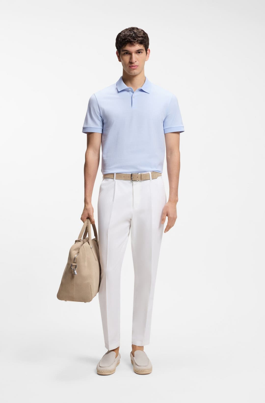 Мужское поло из хлопкового фактурного трикотажа BOSS Black | Фото 4